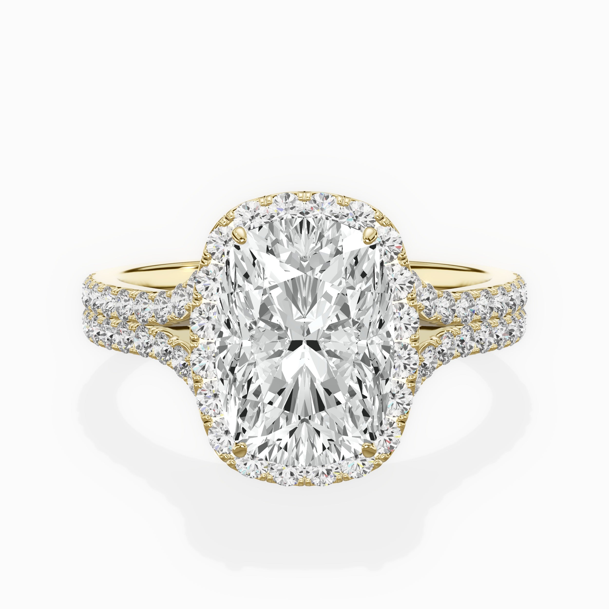 Split Shank Hidden Halo Engagement Ring