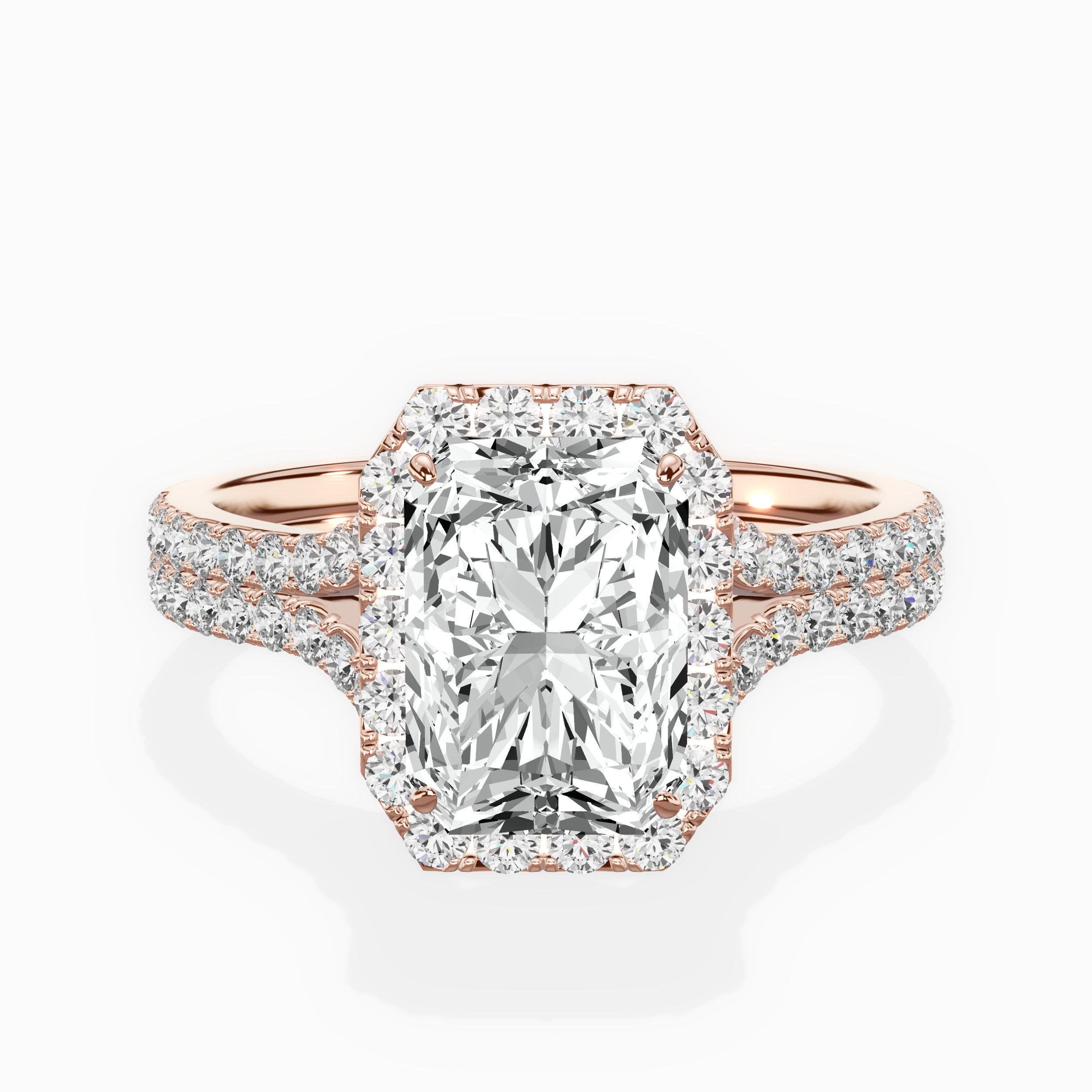 Split Shank Hidden Halo Engagement Ring