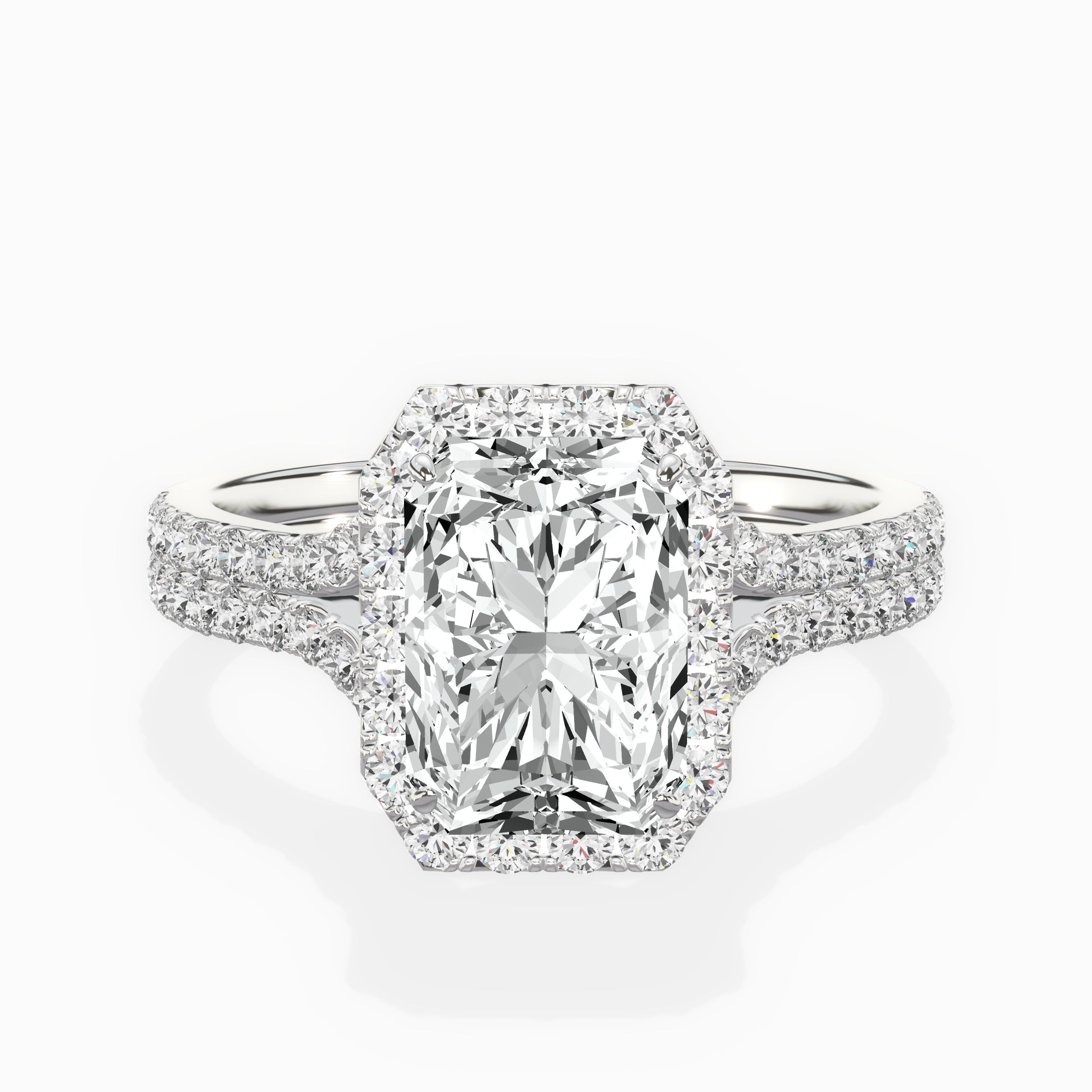 Split Shank Hidden Halo Engagement Ring