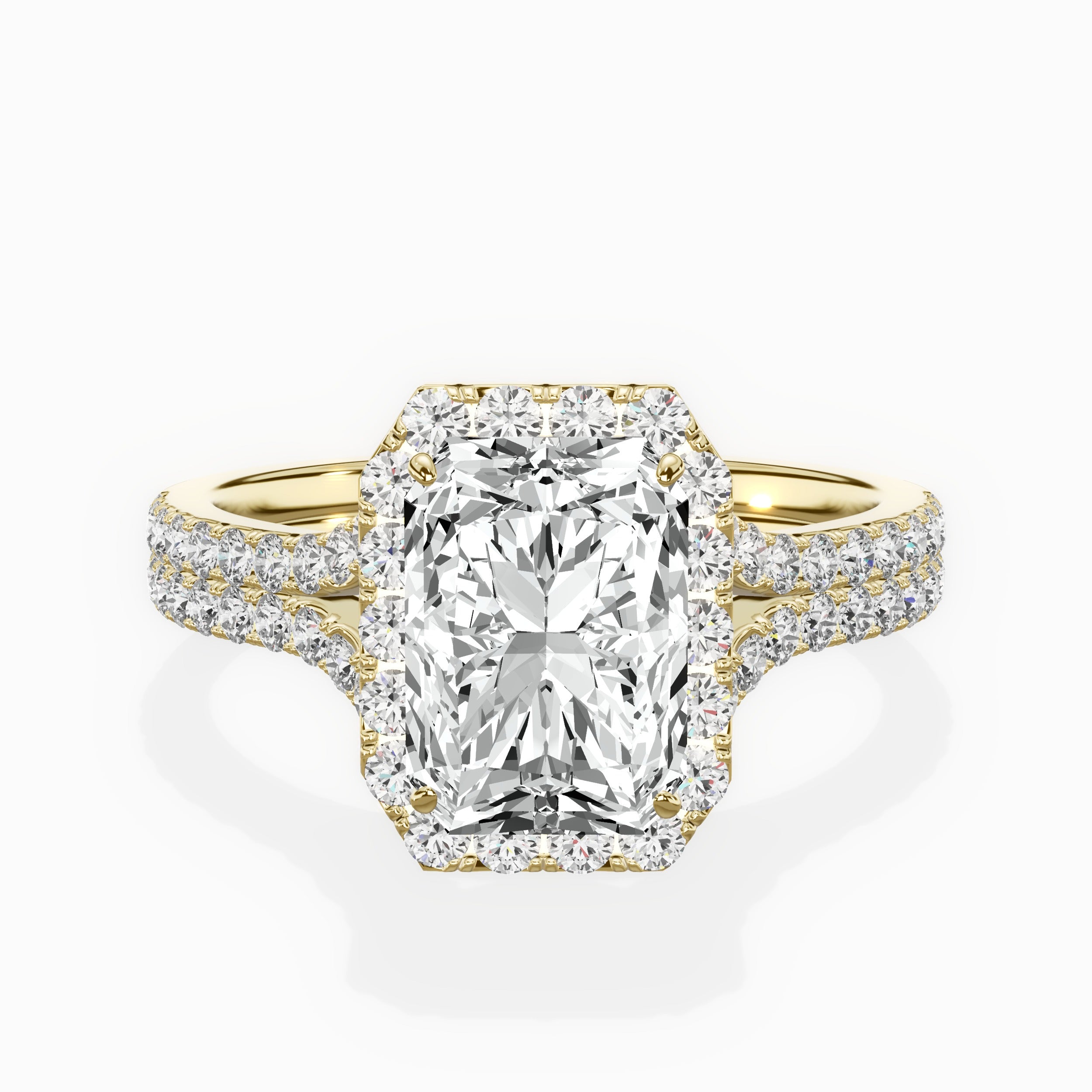 Split Shank Hidden Halo Engagement Ring