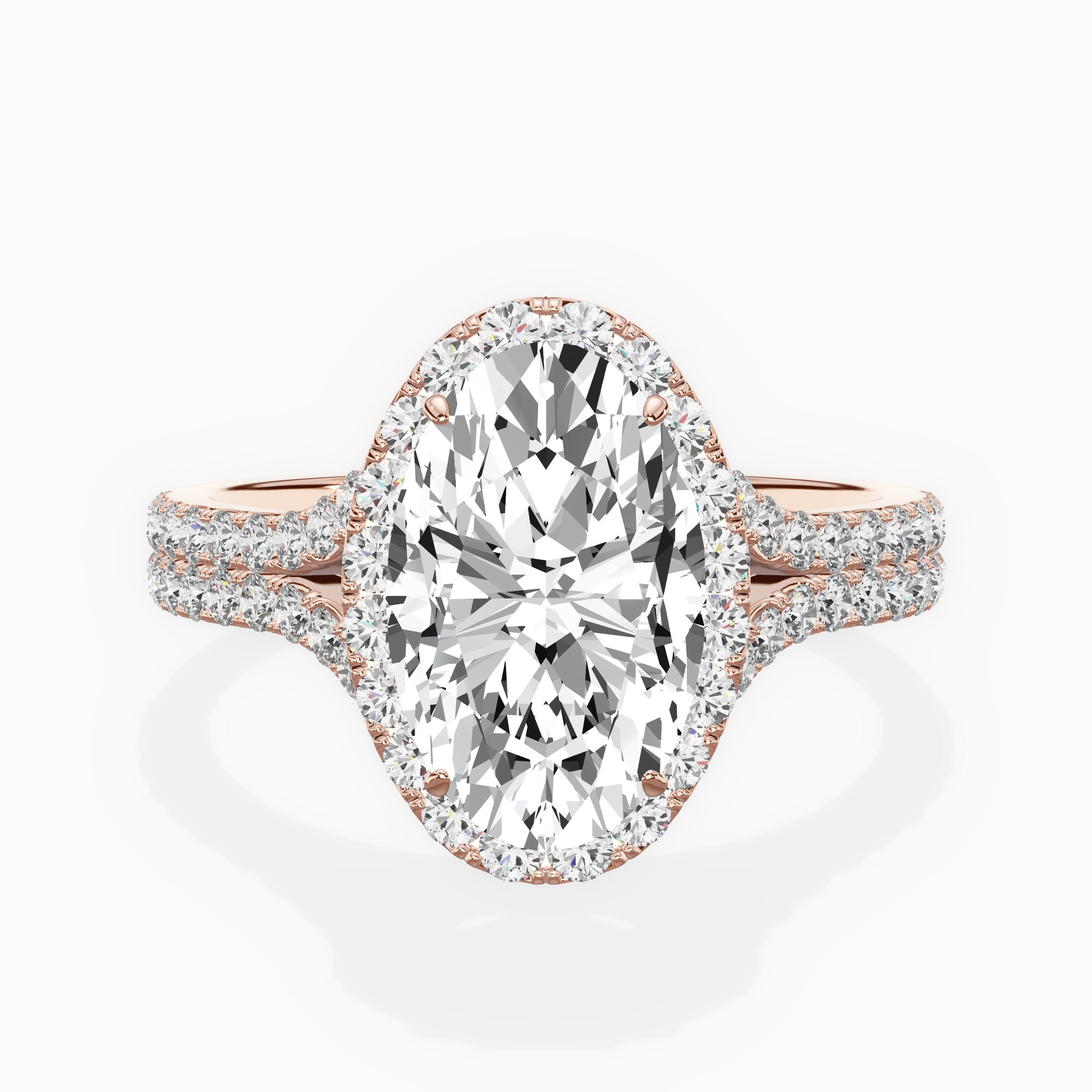 Split Shank Hidden Halo Engagement Ring