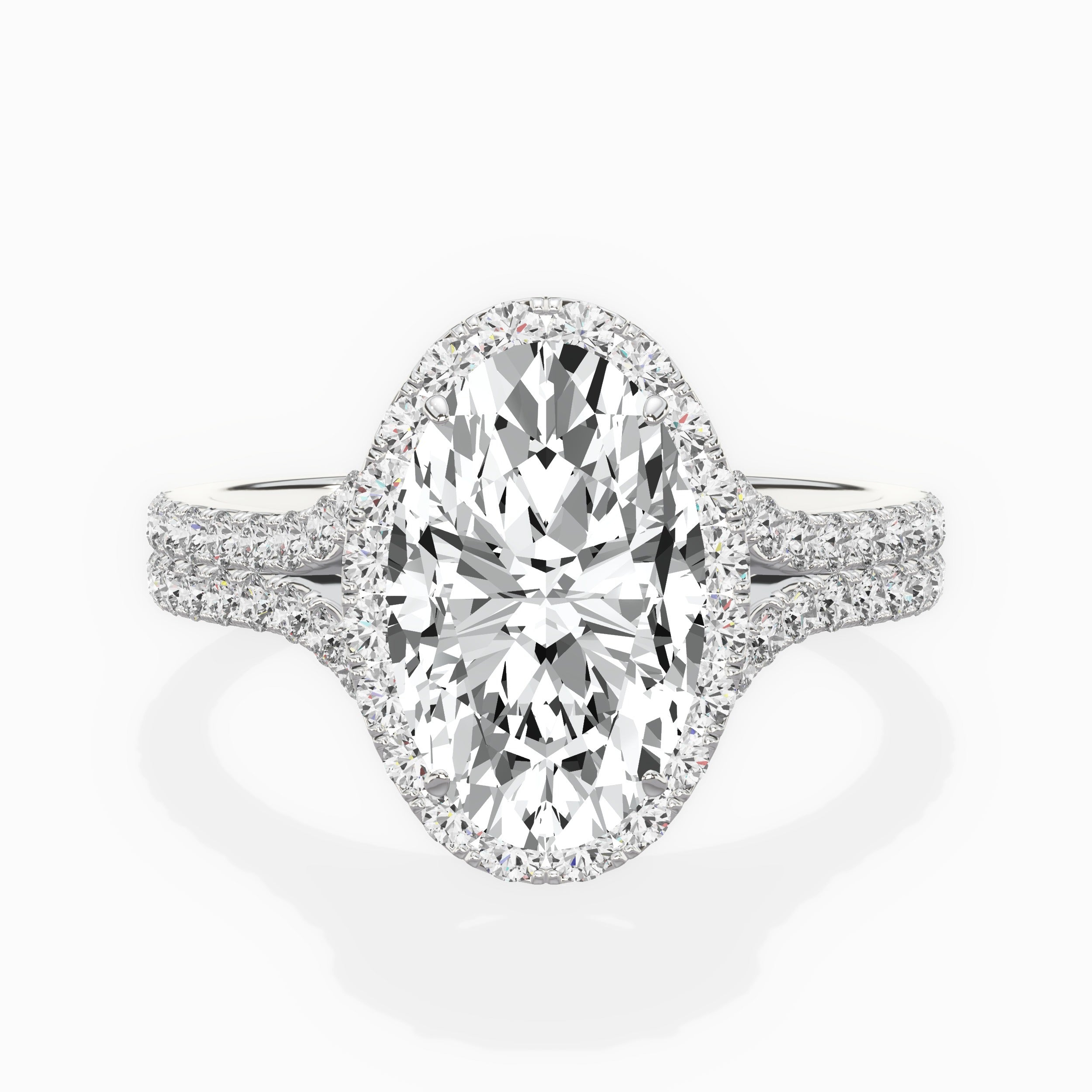 Split Shank Hidden Halo Engagement Ring