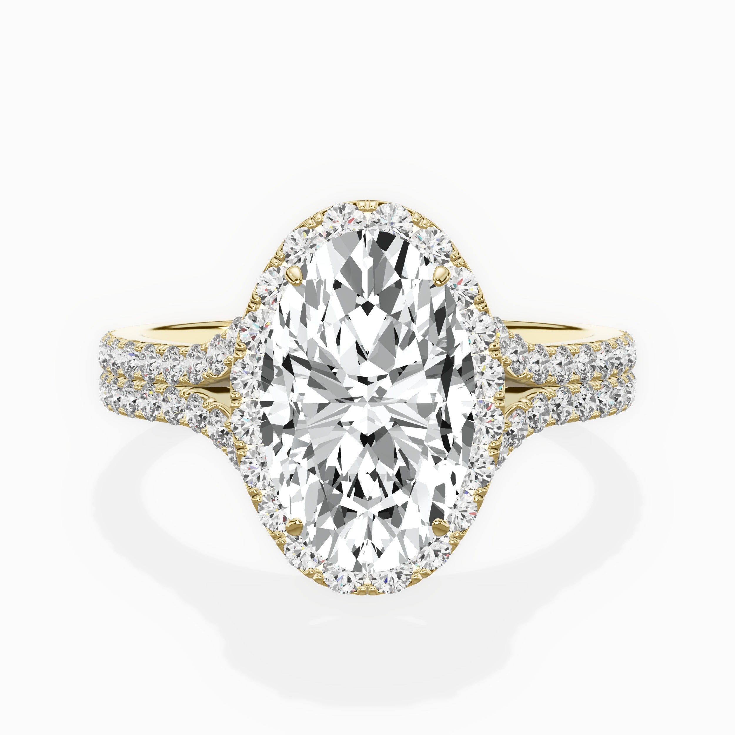 Split Shank Hidden Halo Engagement Ring
