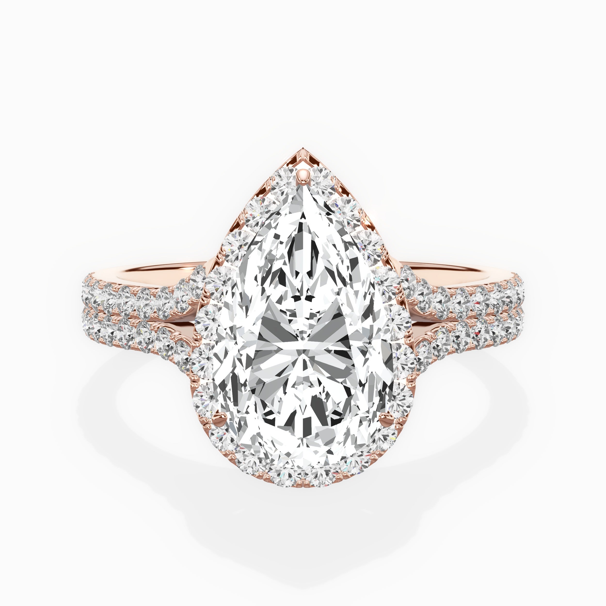 Split Shank Hidden Halo Engagement Ring