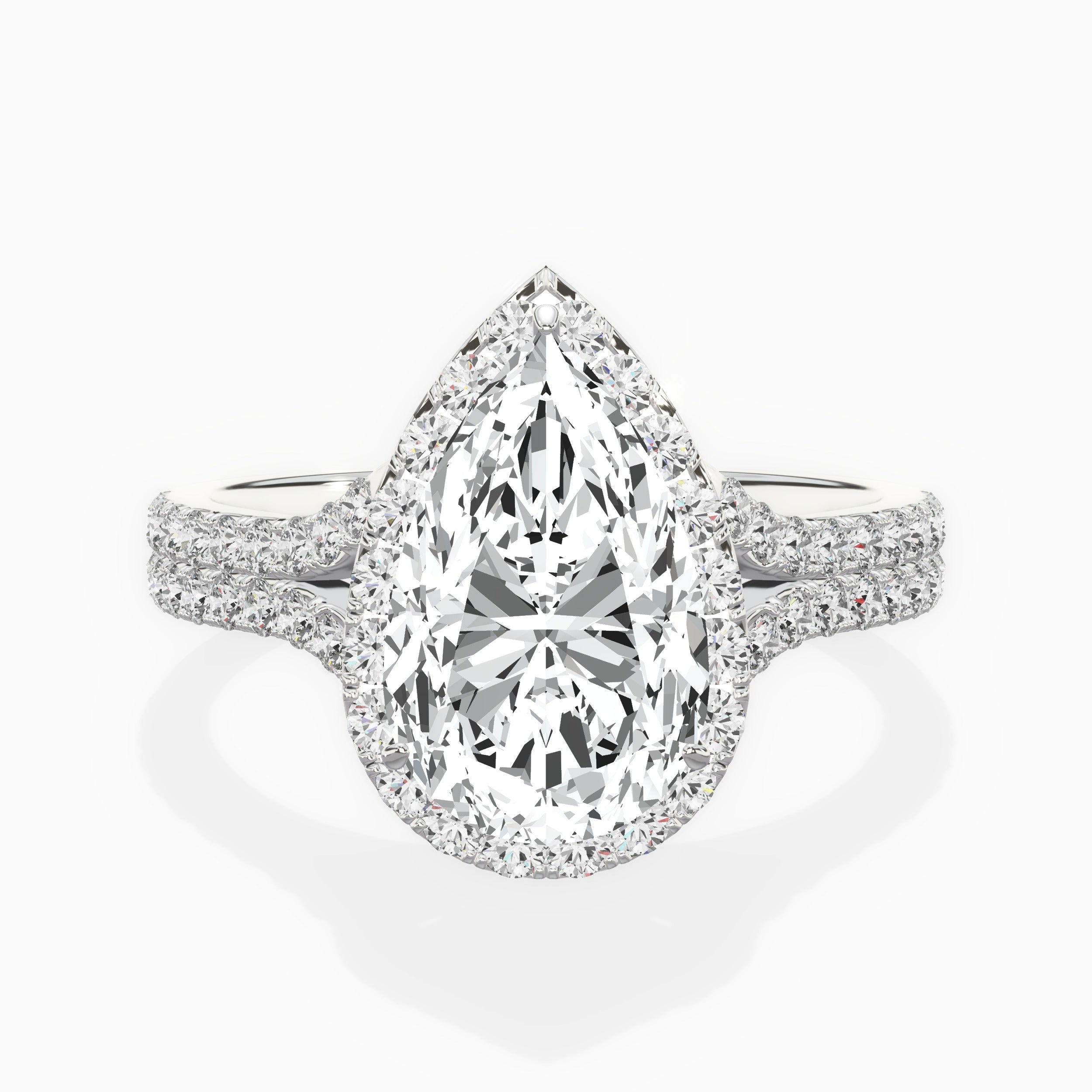 Split Shank Hidden Halo Engagement Ring