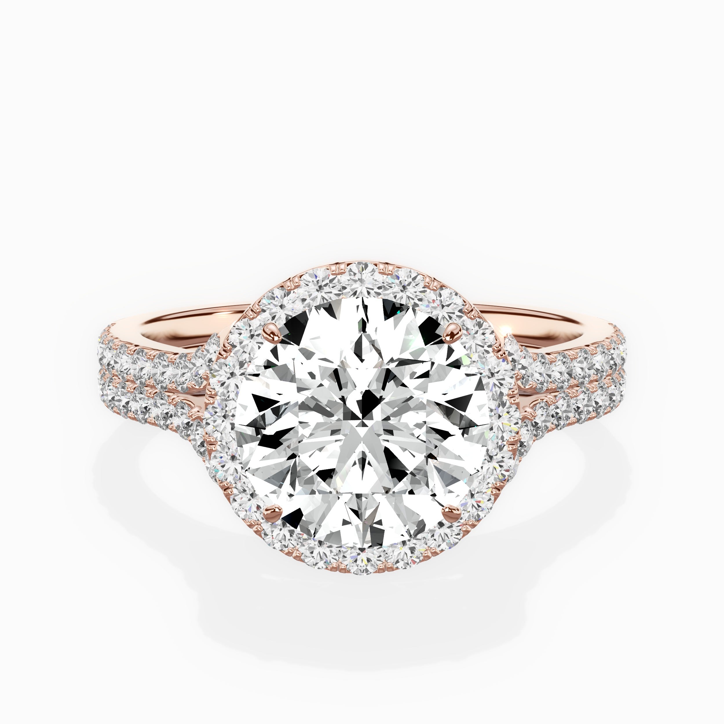 Split Shank Hidden Halo Engagement Ring
