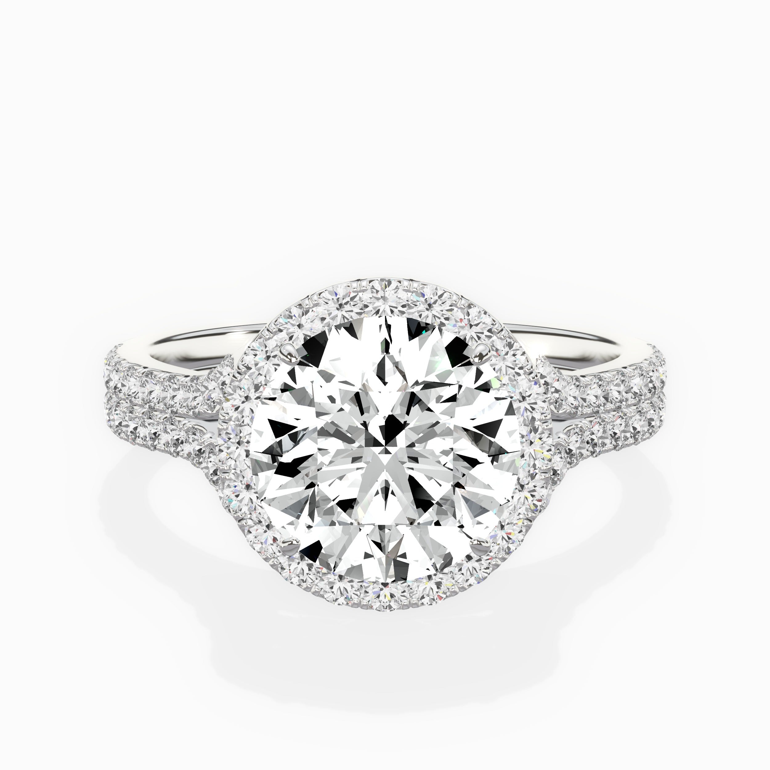Split Shank Hidden Halo Engagement Ring