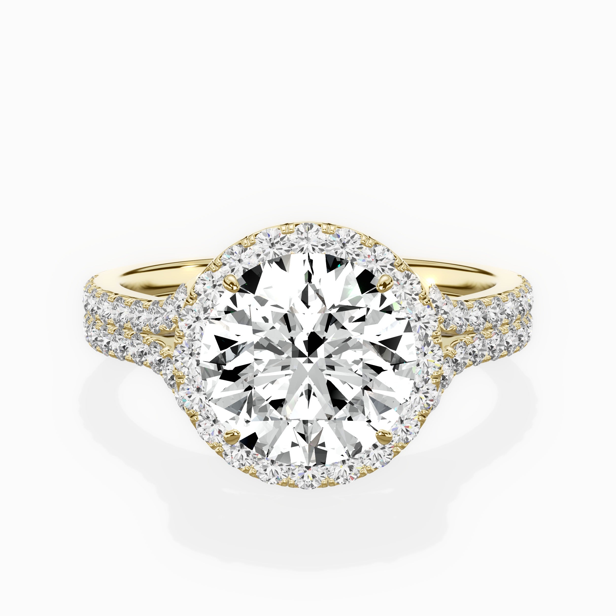 Split Shank Hidden Halo Engagement Ring