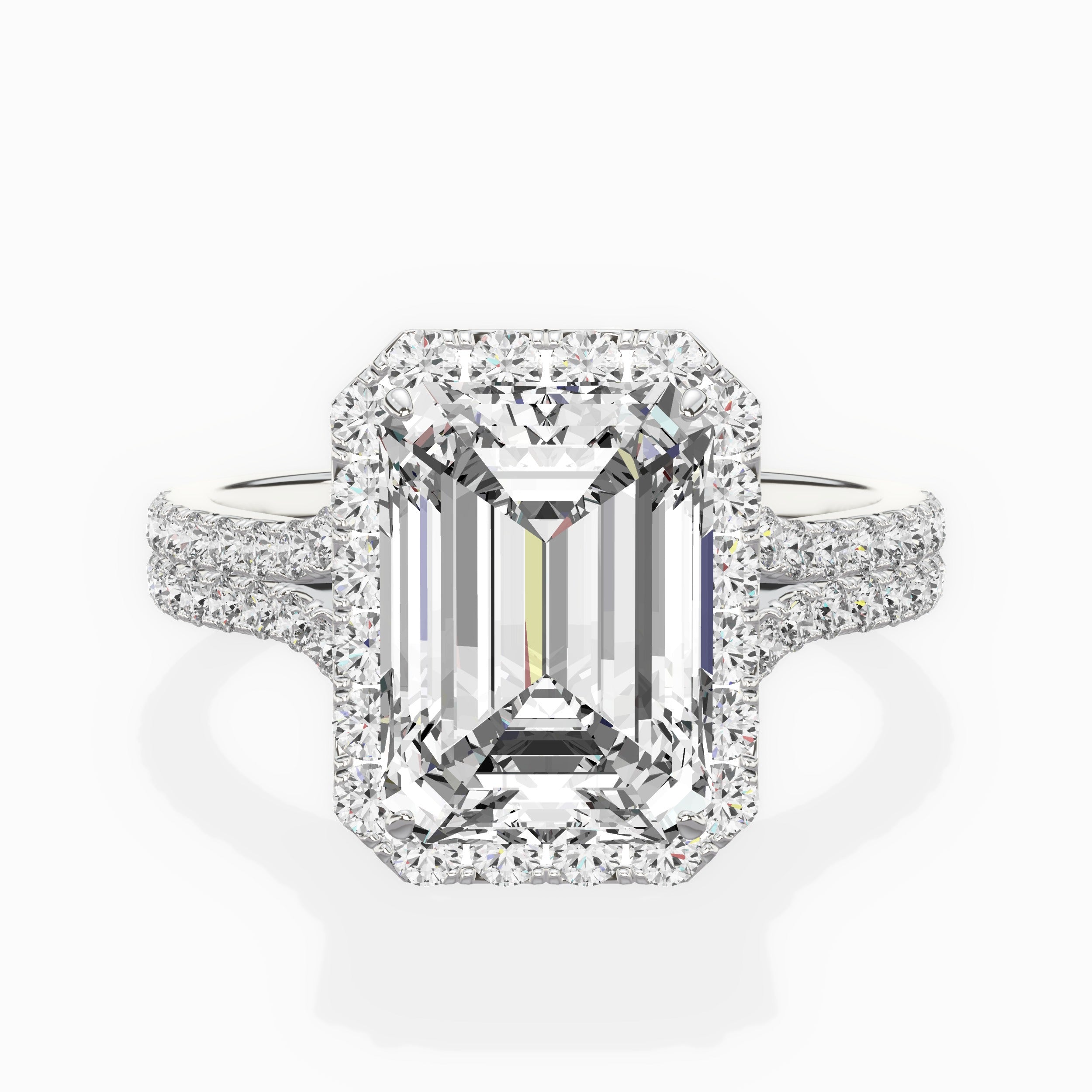 Split Shank Hidden Halo Engagement Ring
