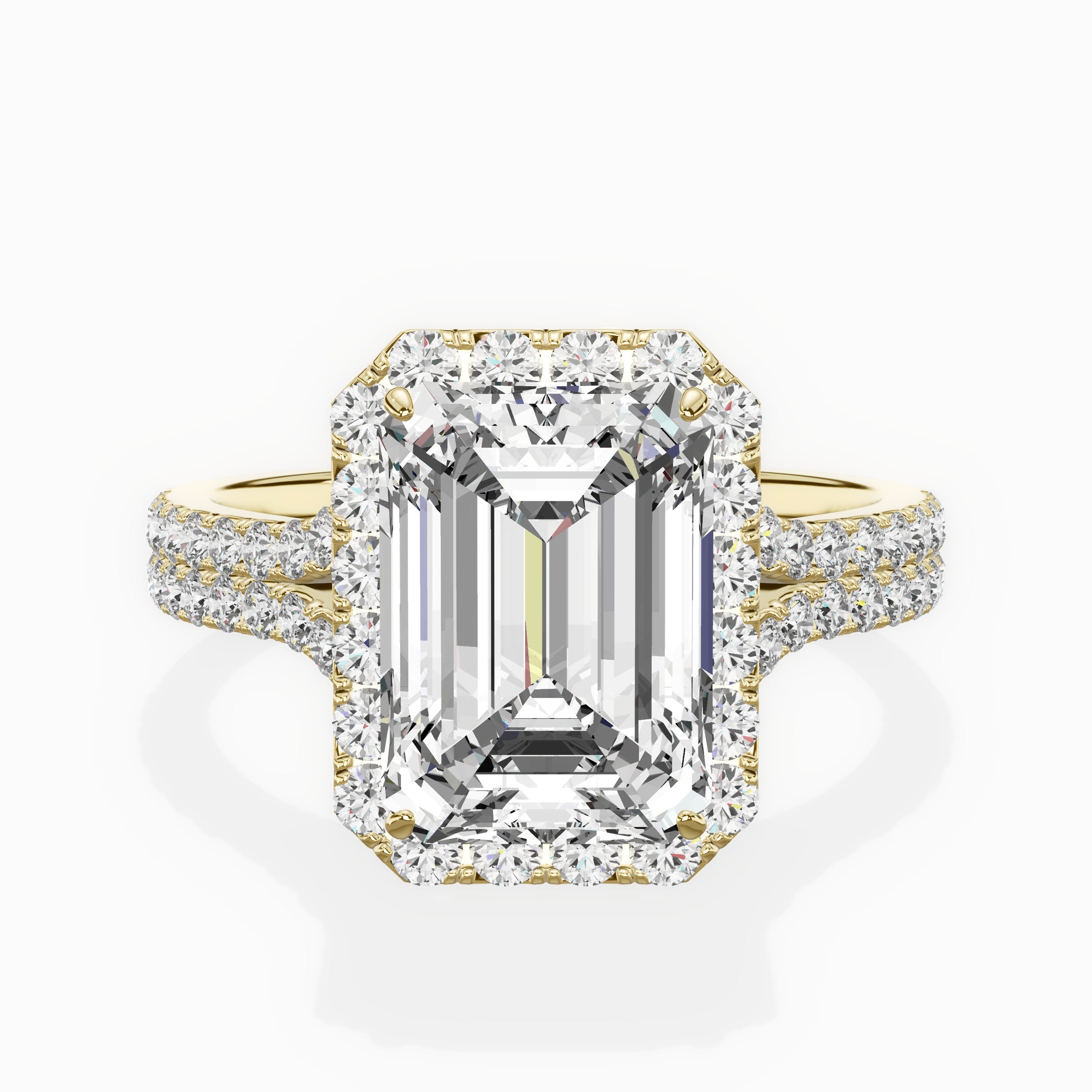 Split Shank Hidden Halo Engagement Ring