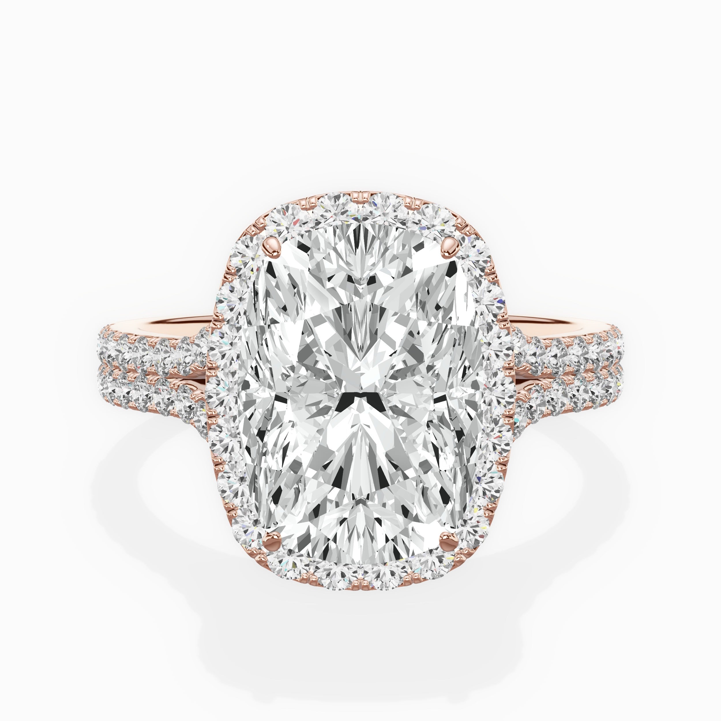 Split Shank Hidden Halo Engagement Ring