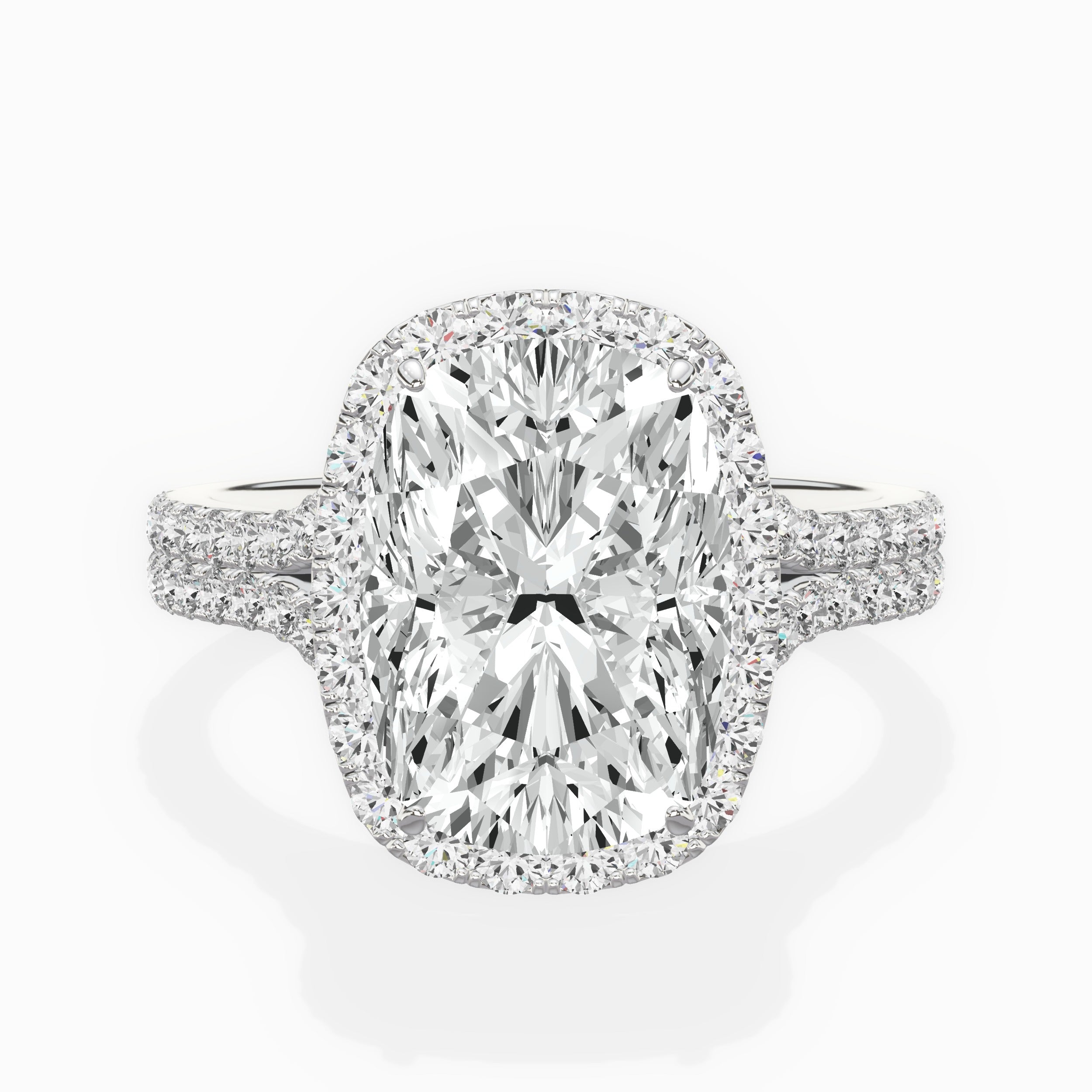 Split Shank Hidden Halo Engagement Ring