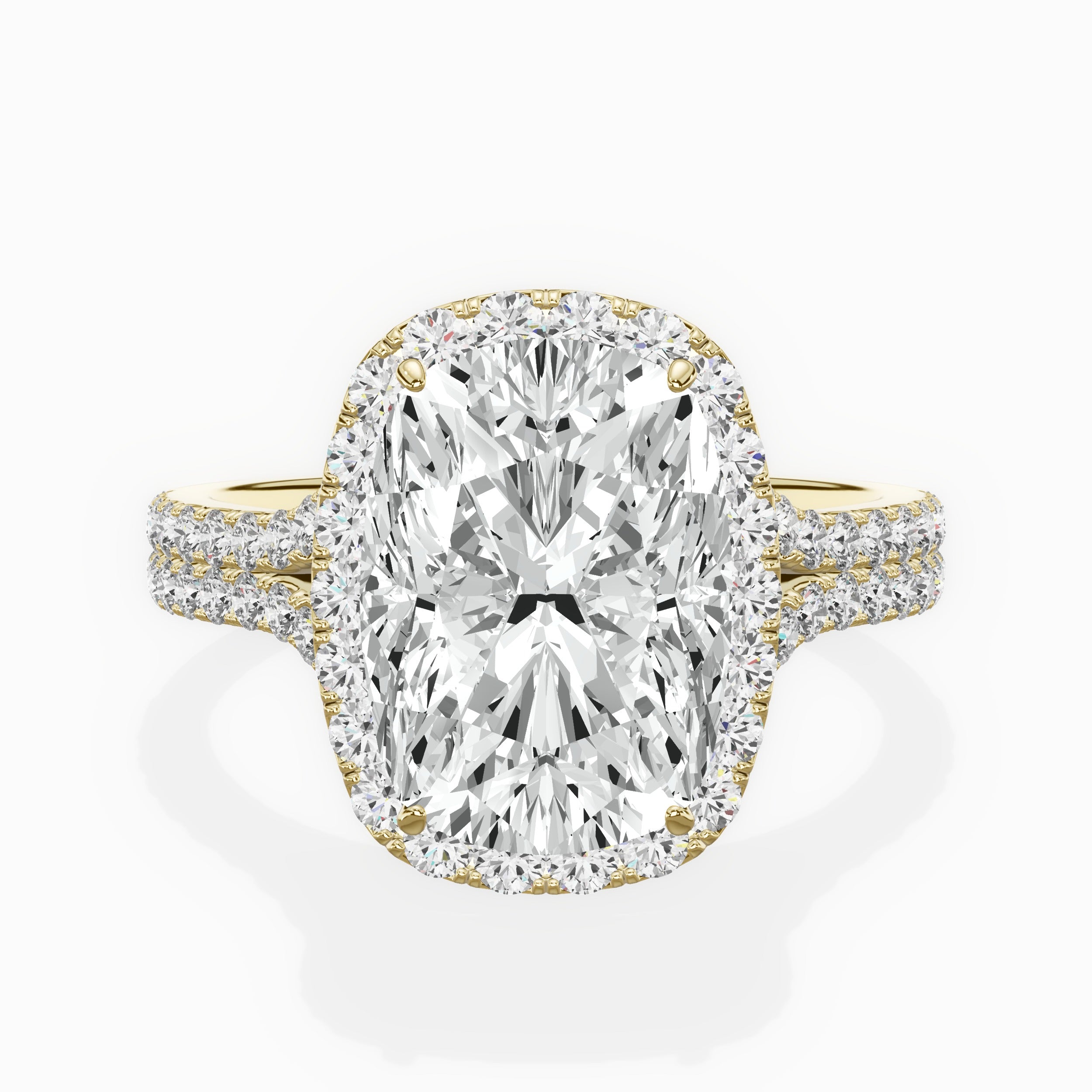 Split Shank Hidden Halo Engagement Ring