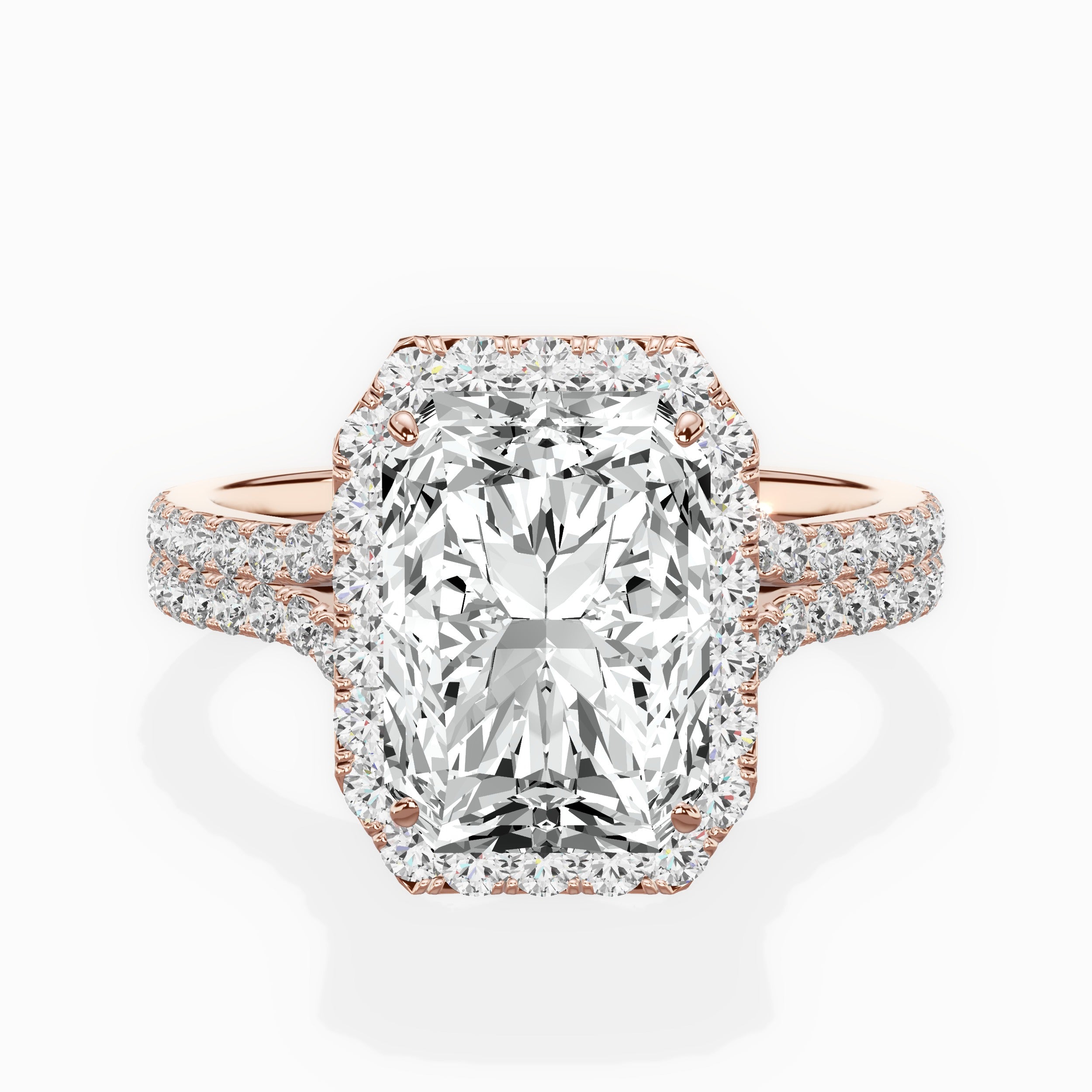 Split Shank Hidden Halo Engagement Ring