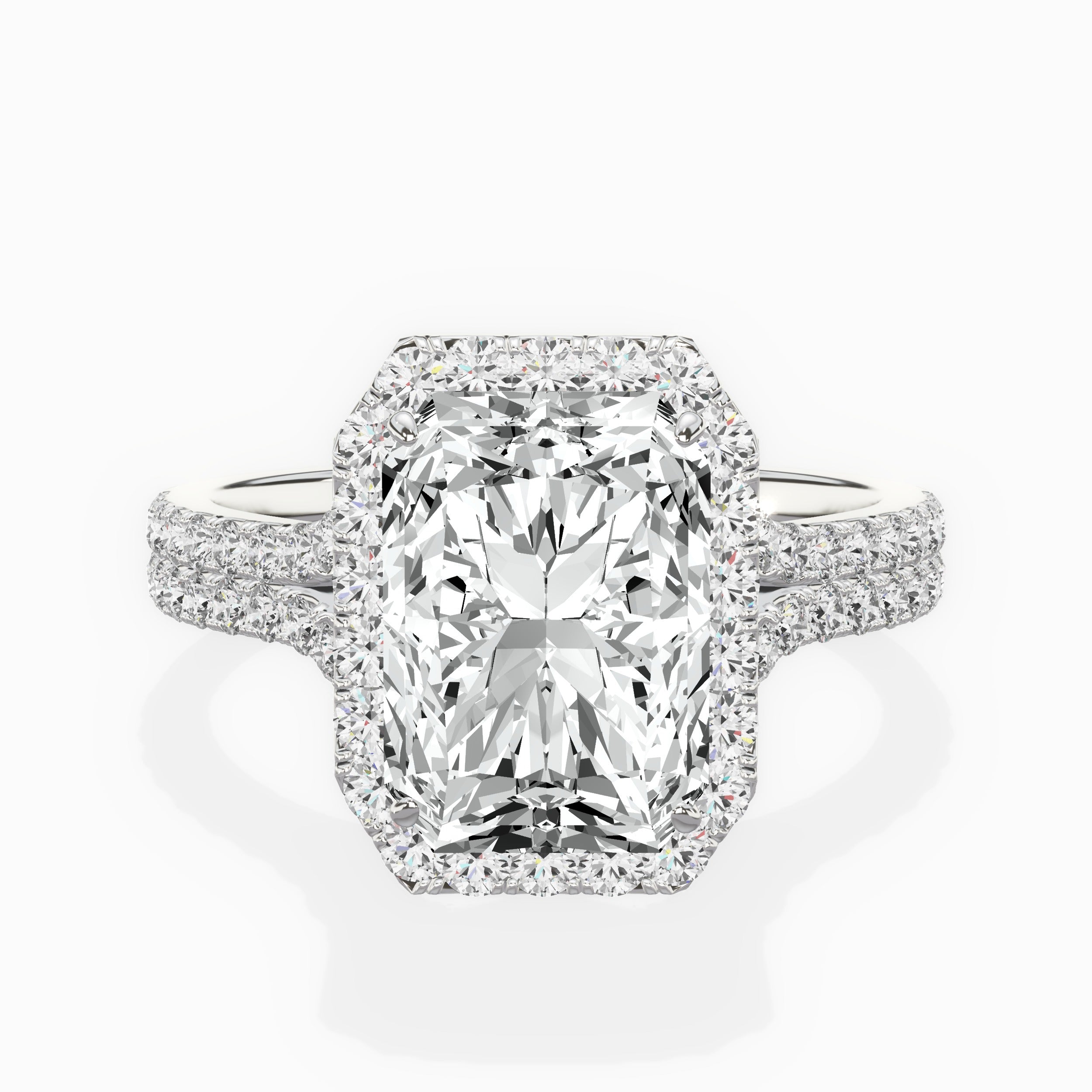Split Shank Hidden Halo Engagement Ring