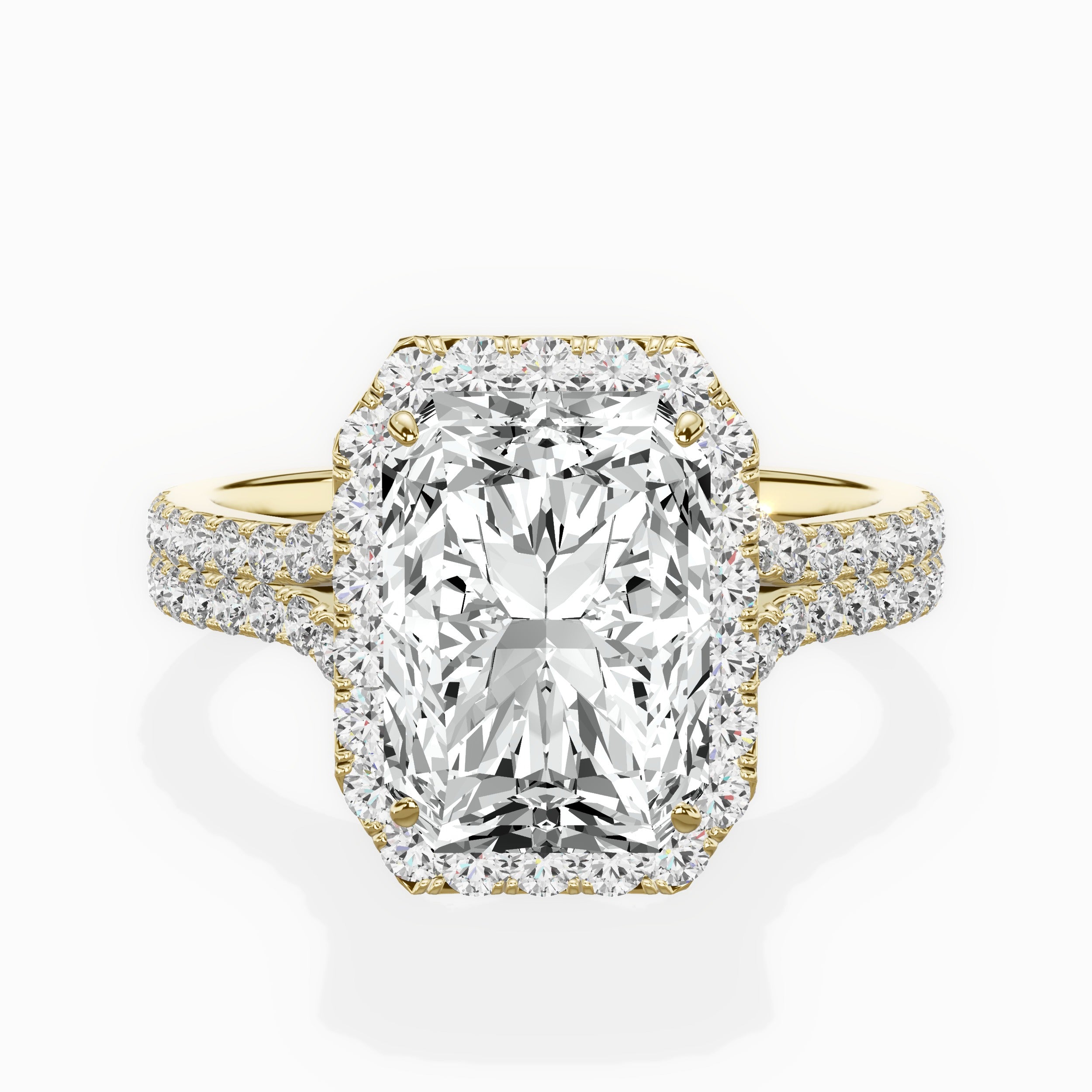 Split Shank Hidden Halo Engagement Ring