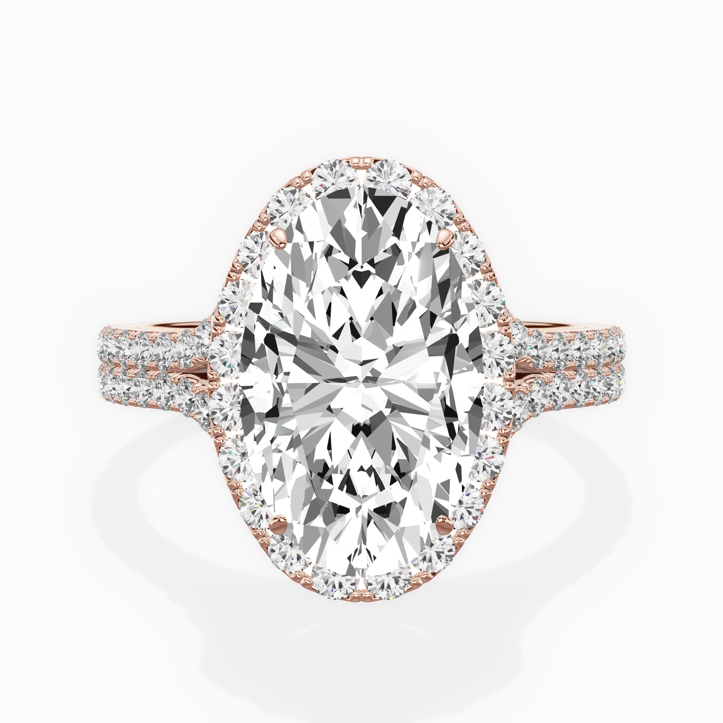 Split Shank Hidden Halo Engagement Ring