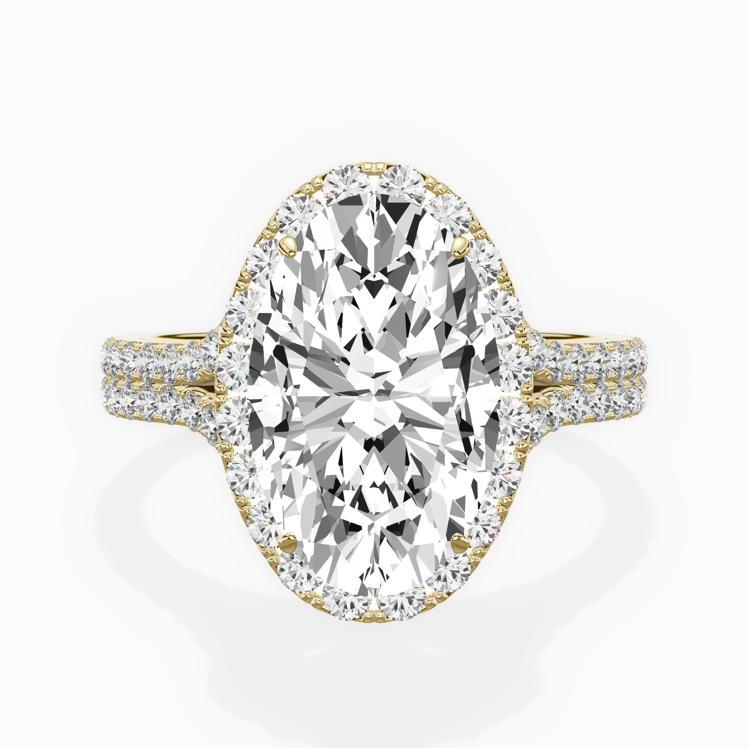 Split Shank Hidden Halo Engagement Ring