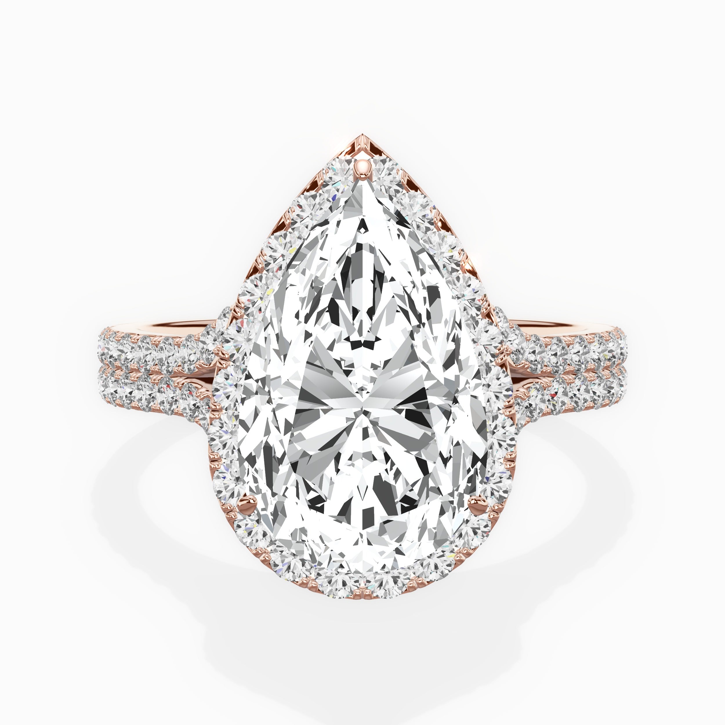 Split Shank Hidden Halo Engagement Ring