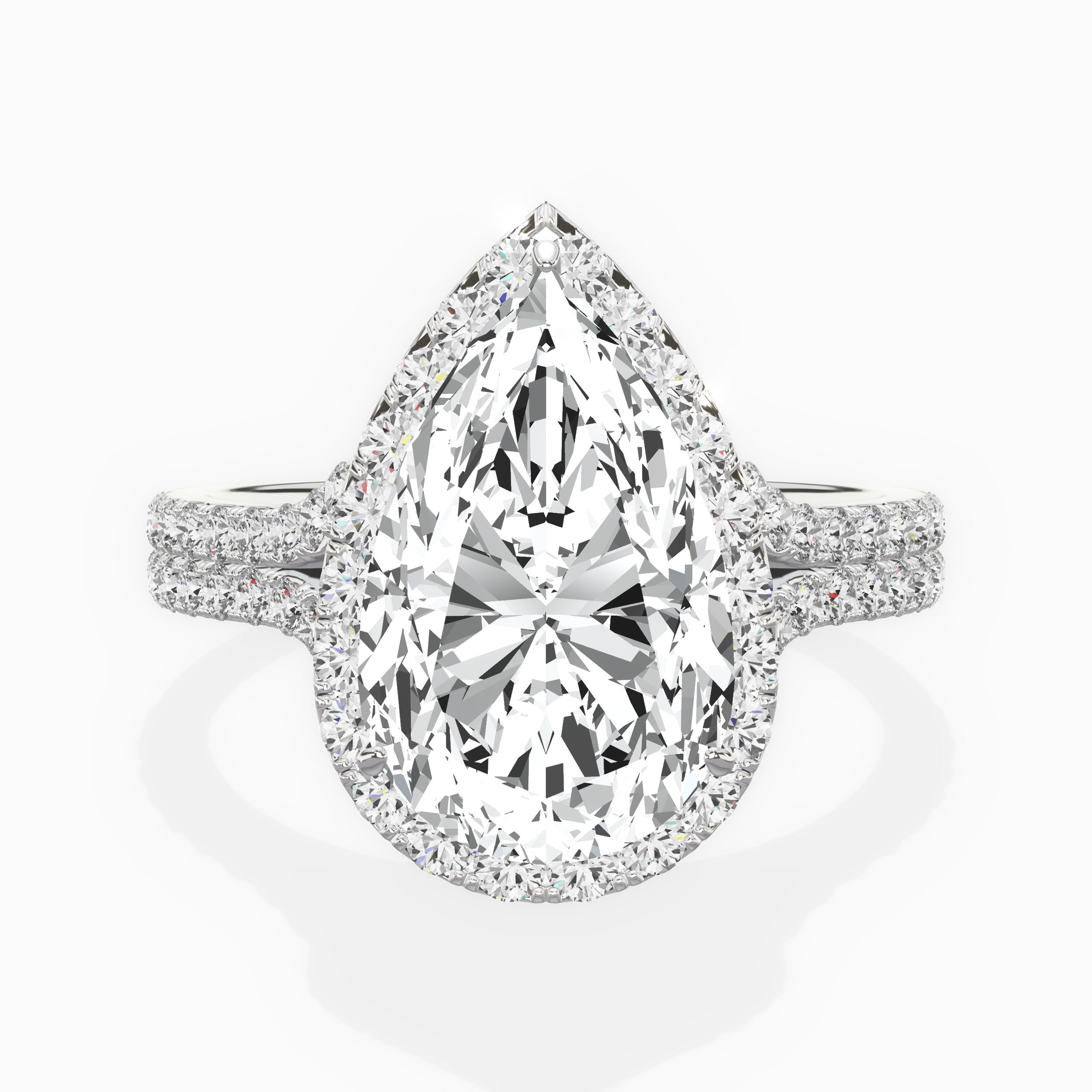 Split Shank Hidden Halo Engagement Ring