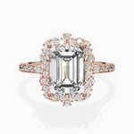 Vintage Halo Emerald Engagement Ring in Rose Gold