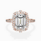 Vintage Halo Emerald Engagement Ring in Rose Gold