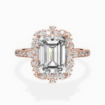 Vintage Halo Emerald Engagement Ring in Rose Gold
