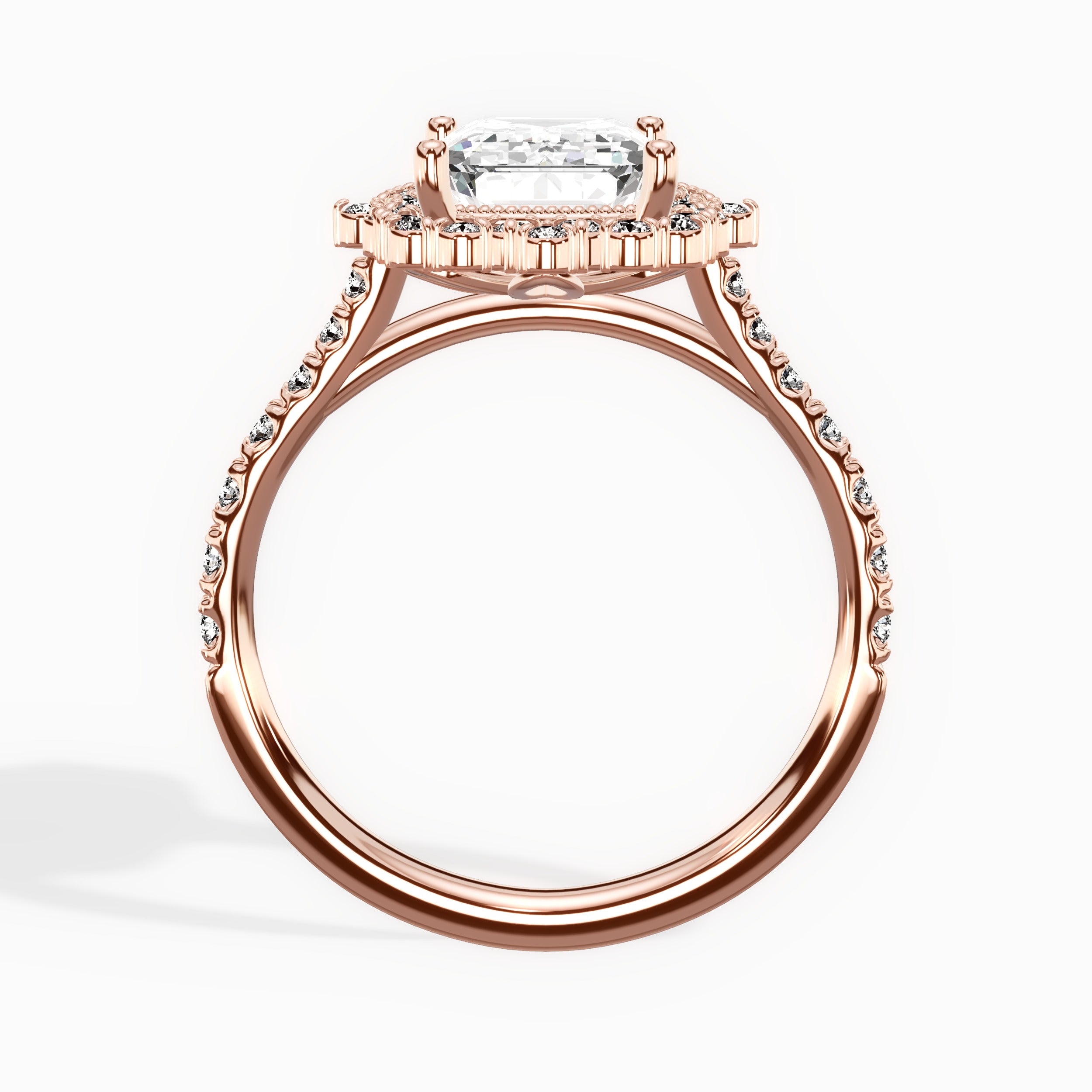 Vintage Halo Emerald Engagement Ring in Rose Gold
