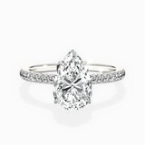 Pave Hidden Halo Pear Engagement Ring in White Gold