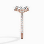 Pave Hidden Halo Pear Engagement Ring in Rose Gold