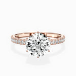 Rose Hidden Halo Round Engagement Ring in Rose Gold