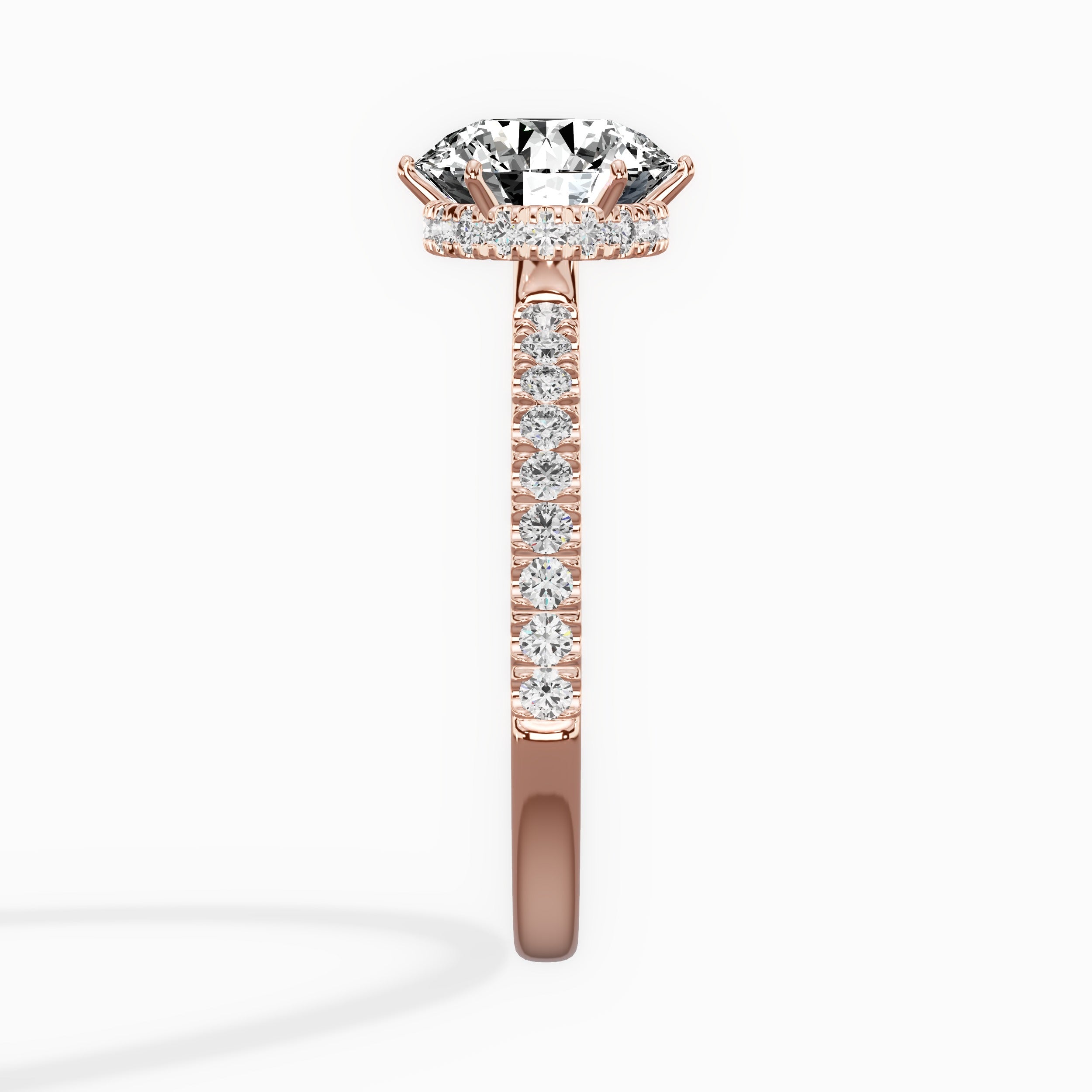 Rose Hidden Halo Round Engagement Ring in Rose Gold