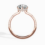Rose Hidden Halo Round Engagement Ring in Rose Gold