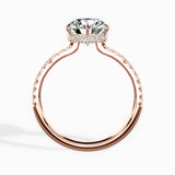 Rose Hidden Halo Round Engagement Ring in Rose Gold