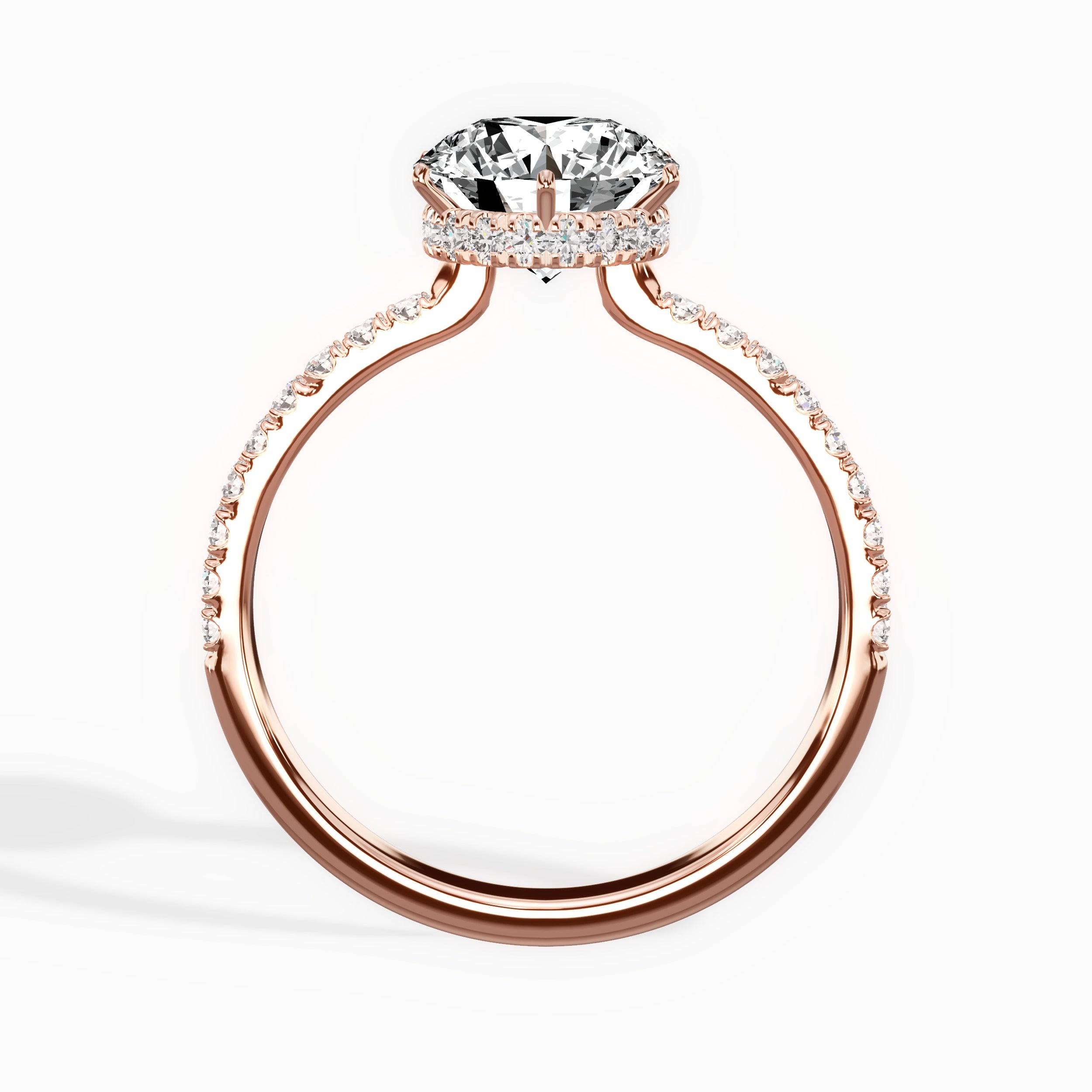 Rose Hidden Halo Round Engagement Ring in Rose Gold