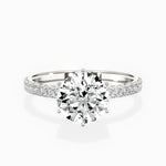 Rose Hidden Halo Round Engagement Ring in White Gold