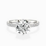 Rose Hidden Halo Round Engagement Ring in White Gold