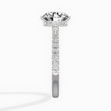 Rose Hidden Halo Round Engagement Ring in White Gold