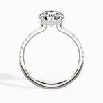 Rose Hidden Halo Round Engagement Ring in White Gold