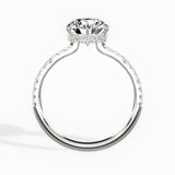 Rose Hidden Halo Round Engagement Ring in White Gold