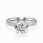 Martini Hidden Halo Round Engagement Ring in White Gold