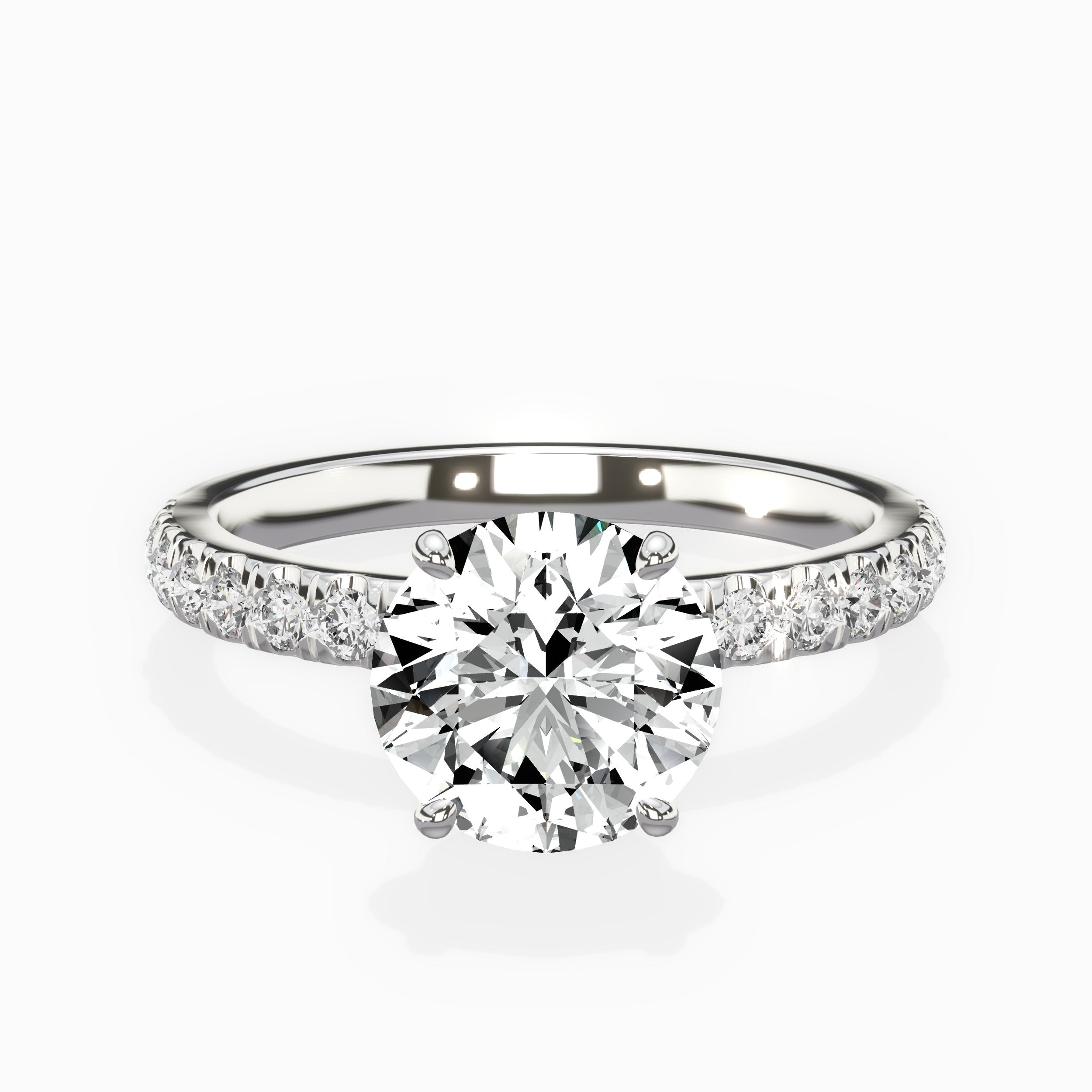 Martini Hidden Halo Round Engagement Ring in White Gold