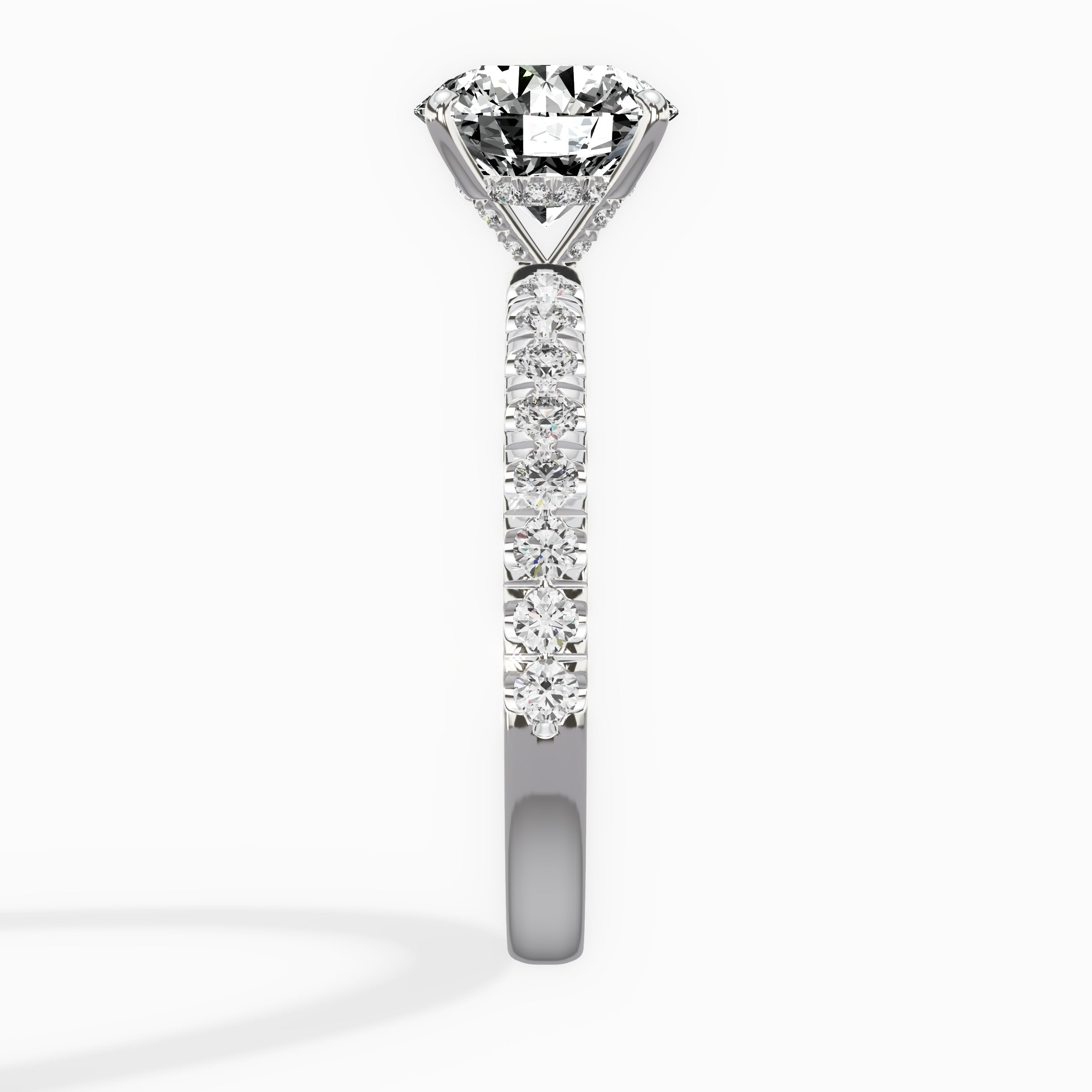 Martini Hidden Halo Round Engagement Ring in White Gold