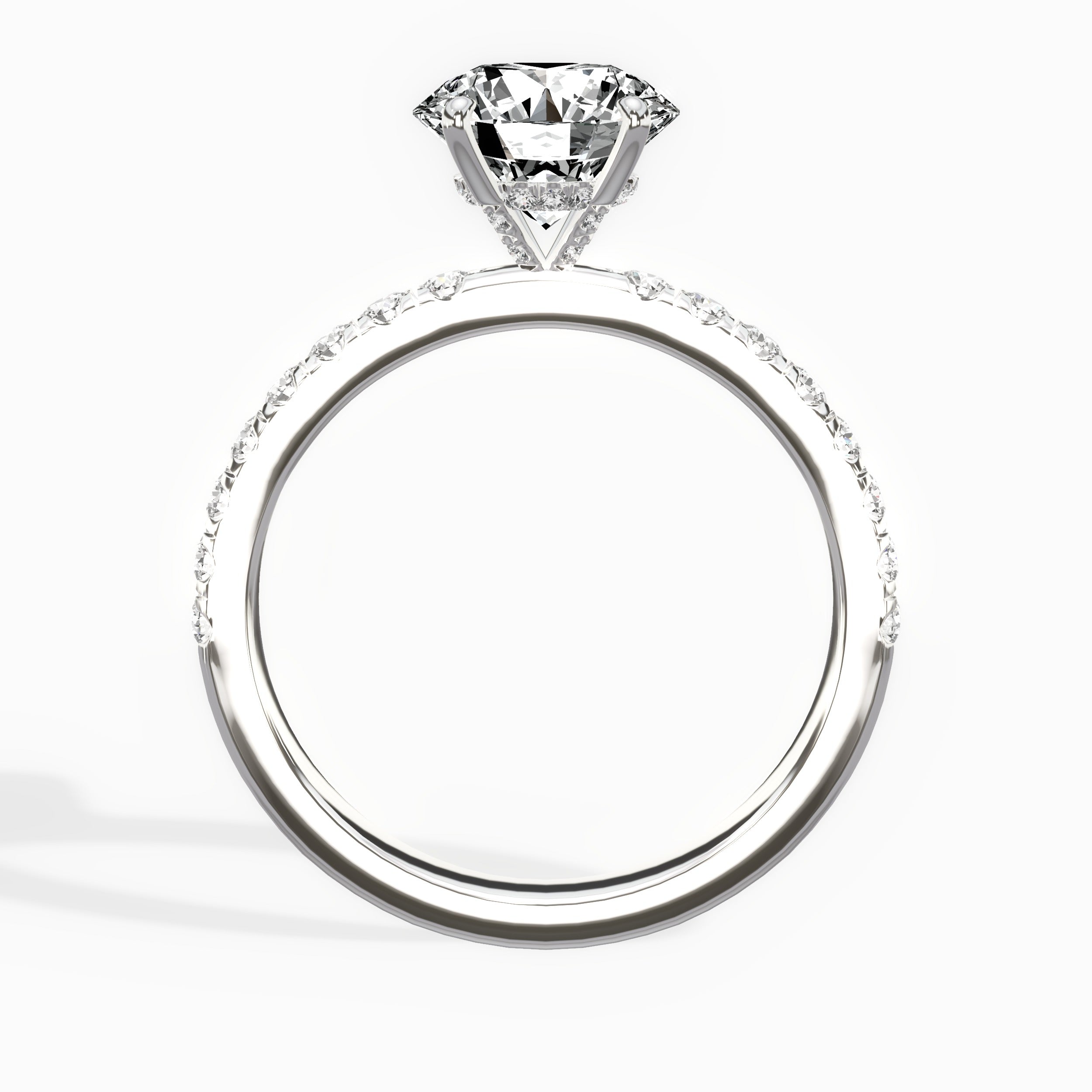 Martini Hidden Halo Round Engagement Ring in White Gold
