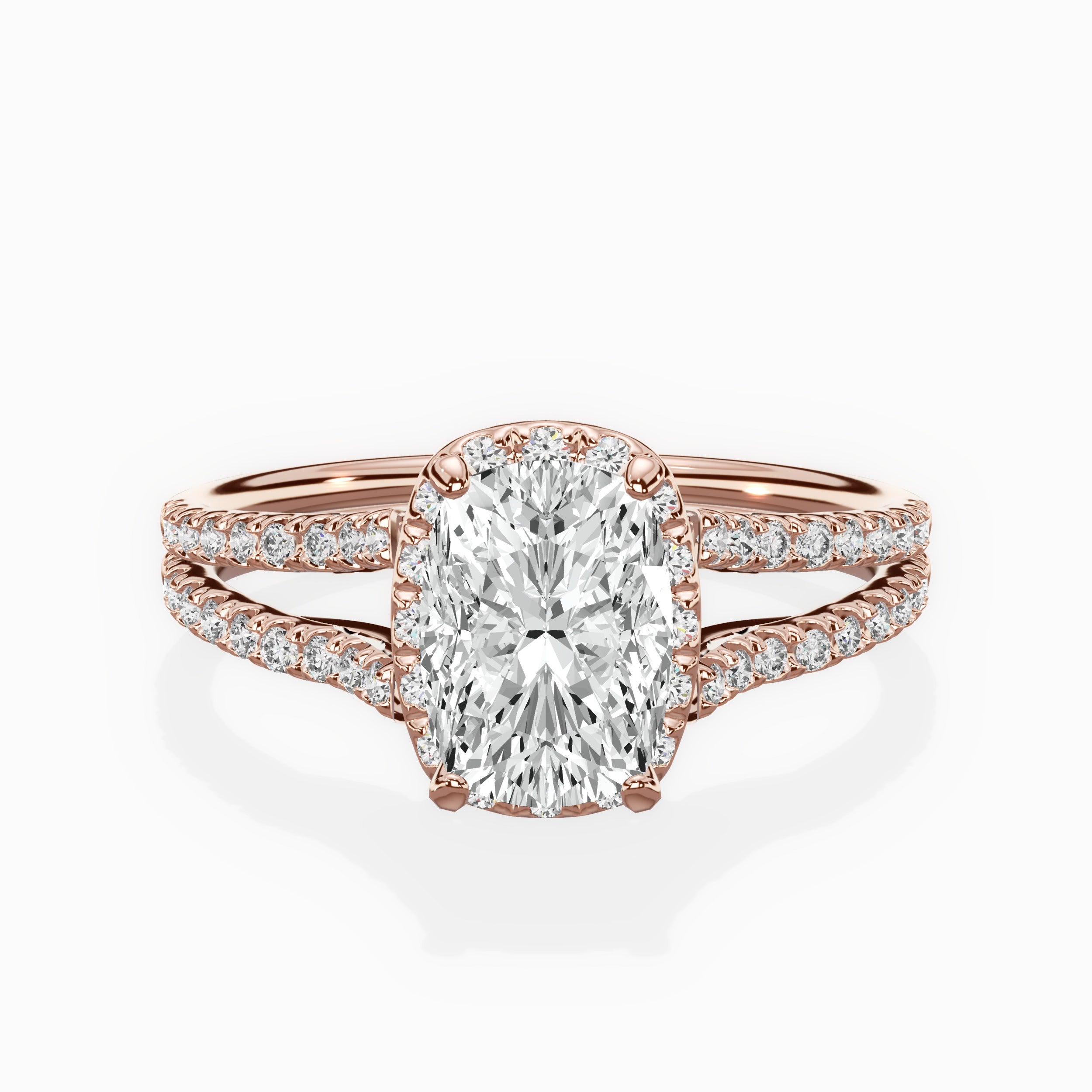 Milgrain Cathedral Halo Engagement Ring