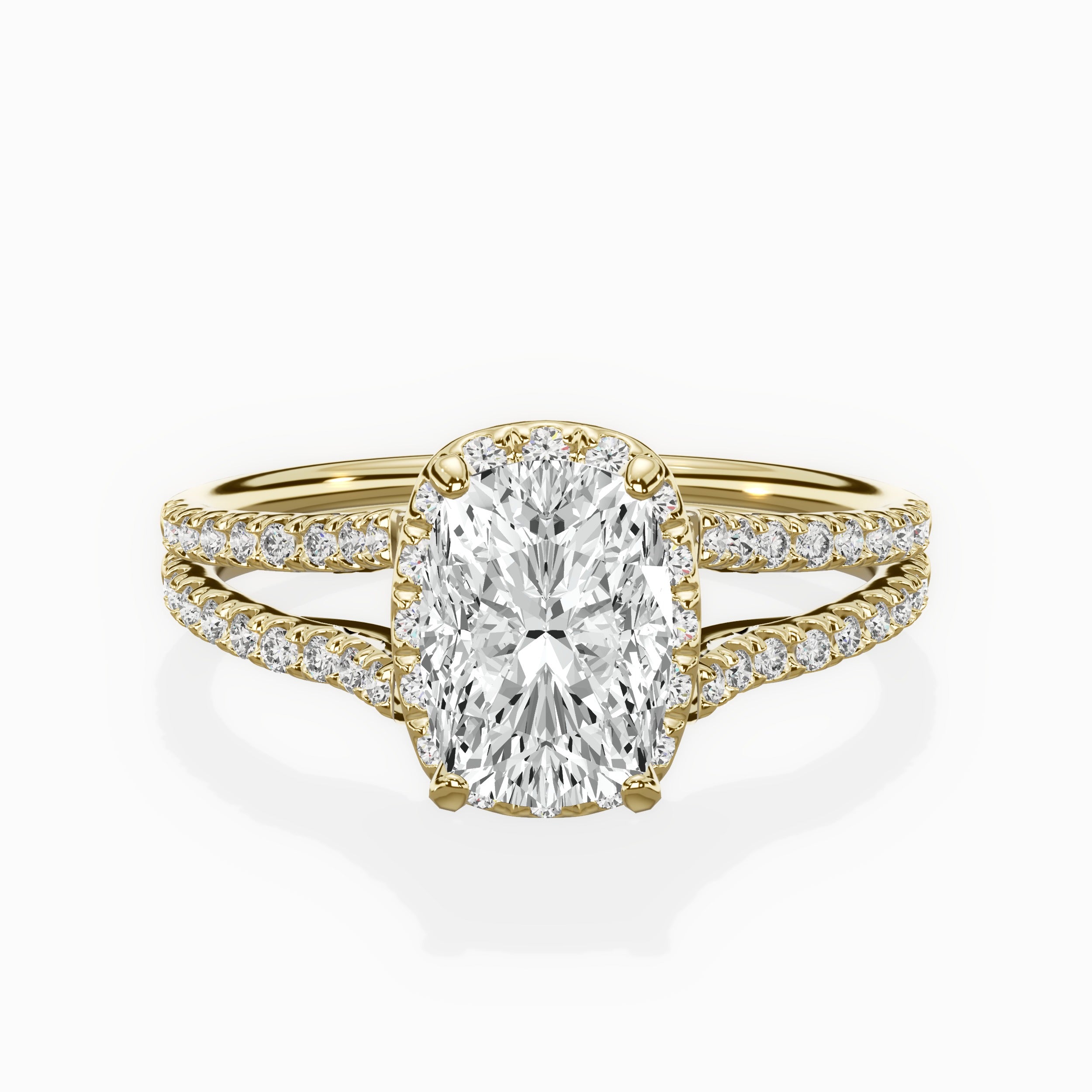 Milgrain Cathedral Halo Engagement Ring