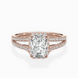 Milgrain Cathedral Halo Engagement Ring