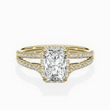 Milgrain Cathedral Halo Engagement Ring