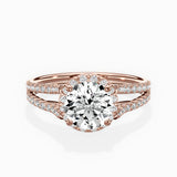 Milgrain Cathedral Halo Engagement Ring