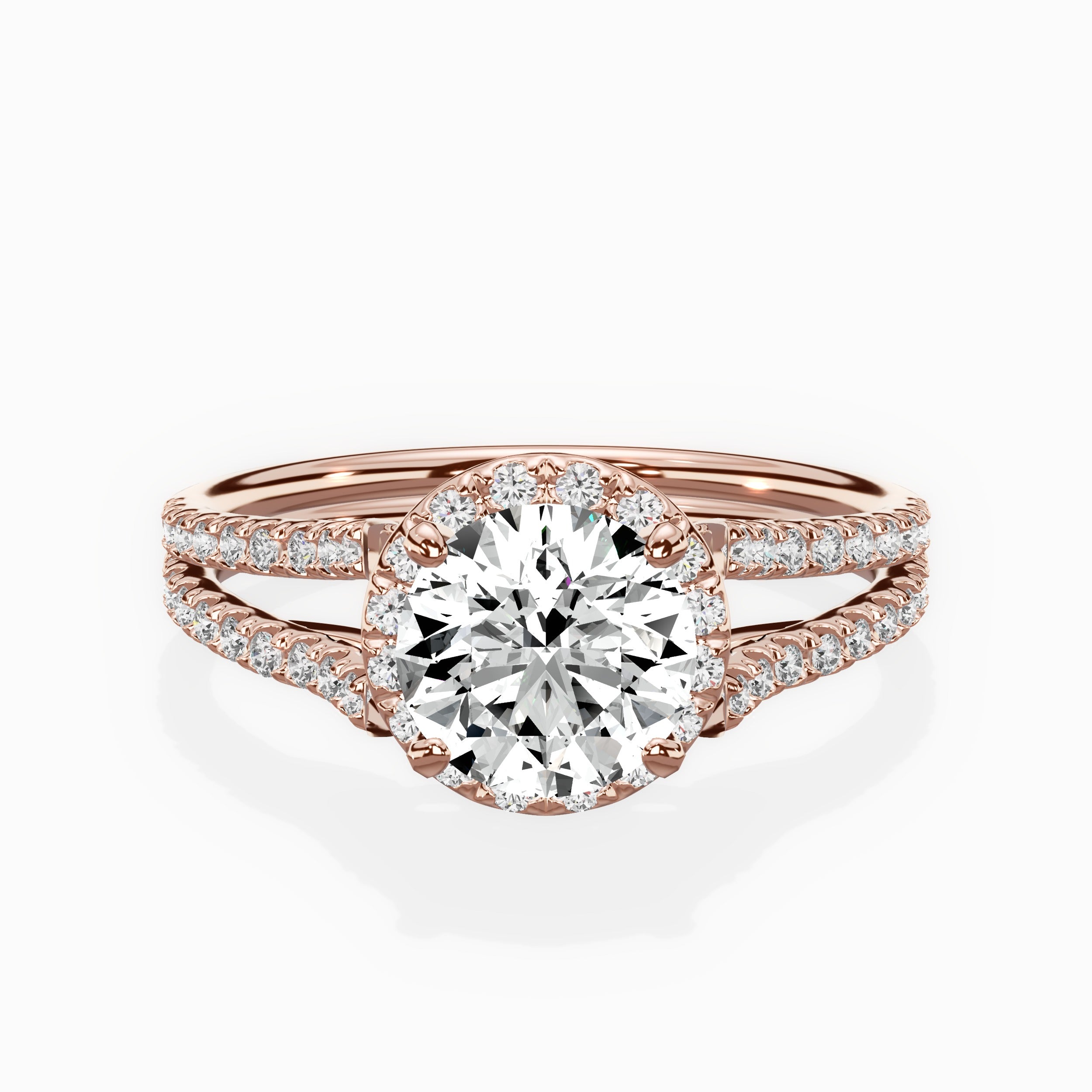 Milgrain Cathedral Halo Engagement Ring